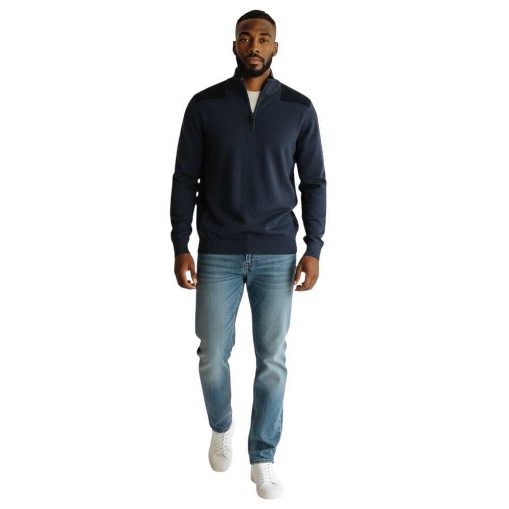 VINEYARD VINES Wool Blend 1/4 Zip Pullover in Blue/Black Size Medium - Picture 8 of 8